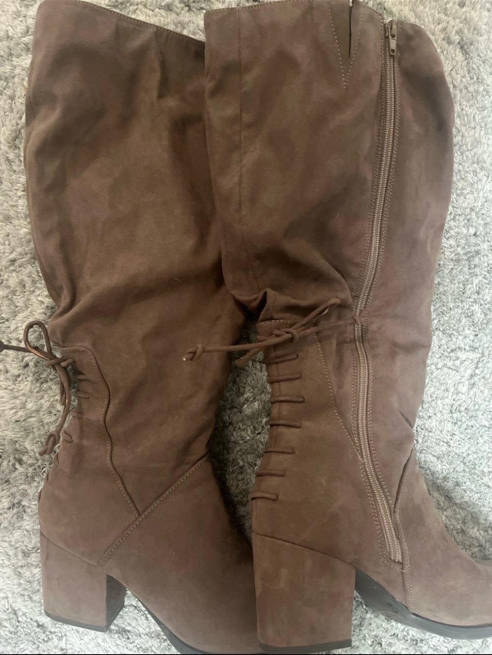 Brown Women's Mid-Calf Block Heel Boots
